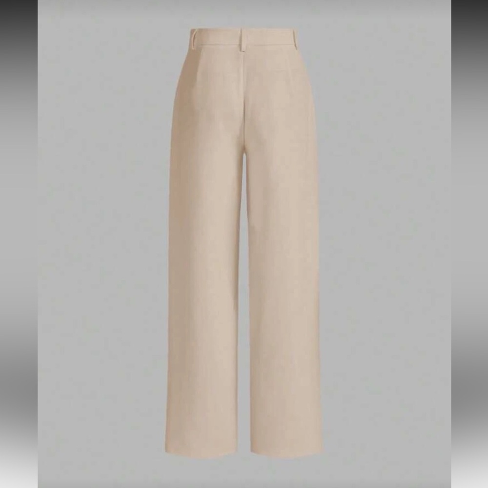 Ivory off white cream seam front flattering trouser pants high waisted - Picture 4 of 7